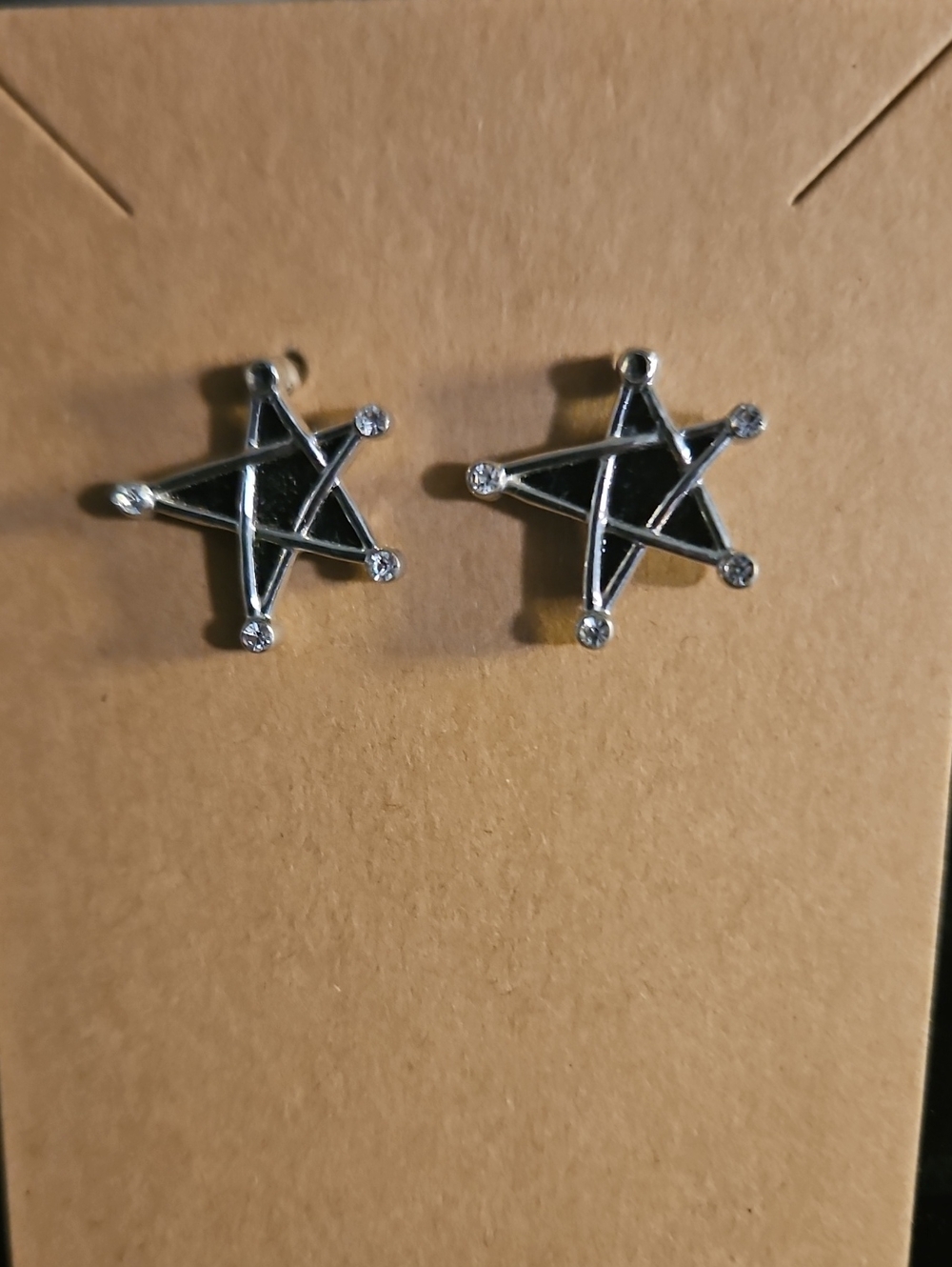 Black & Silver Star Studded Earrings